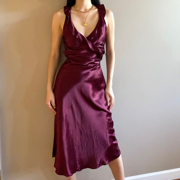 Vintage y2k satin midi dress purple - Picture 1 of 8